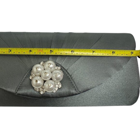 Jessica McClintock Elegant Evening Clutch Grey/ EUC - Picture 5 of 9